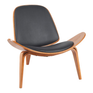 Πολυθρόνα Vilma pakoworld PU μαύρο- plywood καρυδί 90x76.5x74.5εκ-332-000026