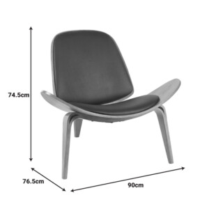 Πολυθρόνα Vilma pakoworld PU μαύρο- plywood καρυδί 90x76.5x74.5εκ-332-000026