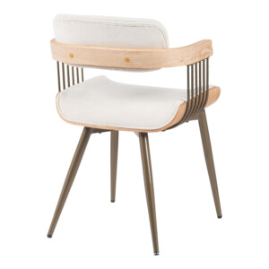 Πολυθρόνα Cameo pakoworld μέταλλο μπρονζέ-white-wash ξύλο-μπέζ ύφασμα 53x49.5x75.5εκ-332-000027