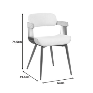 Πολυθρόνα Cameo pakoworld μέταλλο μπρονζέ-white-wash ξύλο-μπέζ ύφασμα 53x49.5x75.5εκ-332-000027