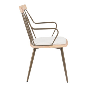 Πολυθρόνα Posse pakoworld μέταλλο μπρονζέ-white wash ξύλο-μπεζ ύφασμα 52x59x83εκ-332-000031