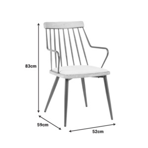 Πολυθρόνα Posse pakoworld μέταλλο μπρονζέ-white wash ξύλο-μπεζ ύφασμα 52x59x83εκ-332-000031