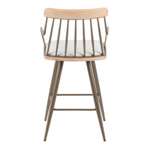 Σκαμπό μπαρ Posse pakoworld μέταλλο μπρονζε-white wash ξύλο-μπεζ ύφασμα 48x54x92.5εκ-332-000034