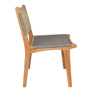 Καρέκλα Darien pakoworld σκελετός teak ξύλο σε φυσική απόχρωση και κρεμ-μαύρο pe σχοινί 52x62x86εκ-333-000004