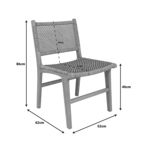 Καρέκλα Darien pakoworld σκελετός teak ξύλο σε φυσική απόχρωση και κρεμ-μαύρο pe σχοινί 52x62x86εκ-333-000004