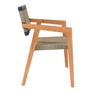 Πολυθρόνα Salama pakoworld σκελετός teak ξύλο σε φυσική απόχρωση και κρεμ-μαύρο pe σχοινί 57x60x85εκ-333-000005
