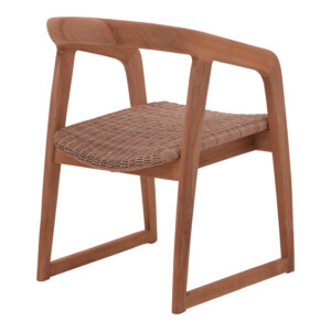 Πολυθρόνα Somalia pakoworld σκελετός αλουμινίου με teak πόδι σε φυσική απόχρωση και καφέ pe rattan 57x62x80εκ-334-000001