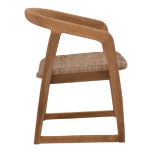 Πολυθρόνα Somalia pakoworld σκελετός αλουμινίου με teak πόδι σε φυσική απόχρωση και καφέ pe rattan 57x62x80εκ-334-000001