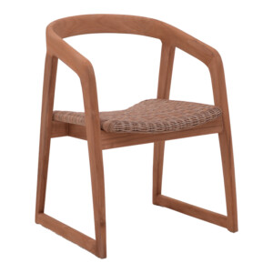 Πολυθρόνα Somalia pakoworld σκελετός αλουμινίου με teak πόδι σε φυσική απόχρωση και καφέ pe rattan 57x62x80εκ-334-000001