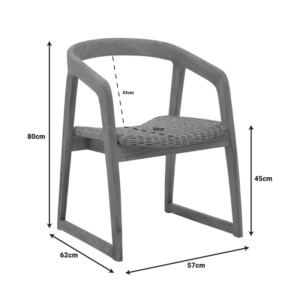 Πολυθρόνα Somalia pakoworld σκελετός αλουμινίου με teak πόδι σε φυσική απόχρωση και καφέ pe rattan 57x62x80εκ-334-000001