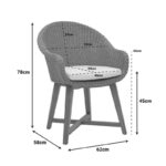 Πολυθρόνα Solso pakoworld σκελετός αλουμινίου με teak πόδι σε φυσική απόχρωση και pe rattan 62x58x78εκ-334-000002