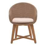 Πολυθρόνα Solso pakoworld σκελετός αλουμινίου με teak πόδι σε φυσική απόχρωση και pe rattan 62x58x78εκ-334-000002