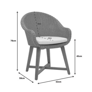 Πολυθρόνα Solso pakoworld σκελετός αλουμινίου με teak πόδι σε φυσική απόχρωση και pe rattan 62x58x78εκ-334-000002
