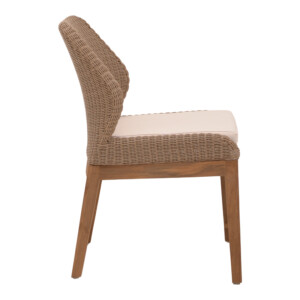 Καρέκλα Swinton pakoworld σκελετός αλουμινίου με teak πόδι σε φυσική απόχρωση και pe rattan 53x63x86εκ-334-000004