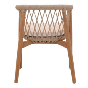 Πολυθρόνα Abby pakoworld σκελετός από teak ξύλο σε φυσική απόχρωση και κρεμ μαξιλάρι 60x58x78εκ-334-000005