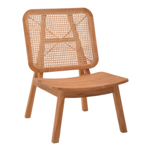 Πολυθρόνα Viborg pakoworld φυσικό teak ξύλο-φυσικό rattan 60x75x87εκ-335-000003