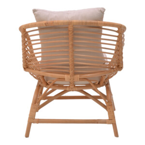 Πολυθρόνα Caxen pakoworld φυσικό rattan-λευκό μαξιλάρι 72x63x75εκ-335-000011