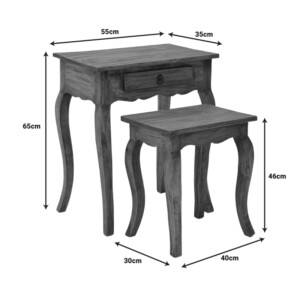 Βοηθητικό τραπεζάκι Nesto pakoworld σετ 2 τεμ φυσικό αντικέ μαόνι ξύλο-335-000018