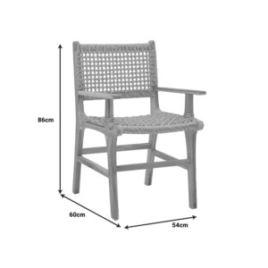 Πολυθρόνα Sponze pakoworld σκελετός teak ξύλο- pe σχοινί σε φυσική απόχρωση 54x60x86εκ-336-000005