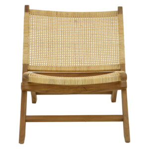 Πολυθρόνα Jerenze pakoworld φυσικό teak ξύλο-φυσικό rattan 65x78x68εκ-336-000010
