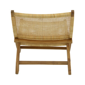 Πολυθρόνα Jerenze pakoworld φυσικό teak ξύλο-φυσικό rattan 65x78x68εκ-336-000010