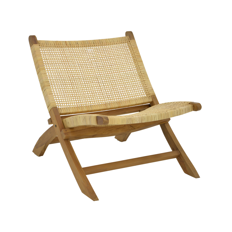 Πολυθρόνα Jerenze pakoworld φυσικό teak ξύλο-φυσικό rattan 65x78x68εκ-336-000010