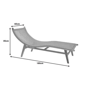 Ξαπλώστρα Rebelise pakoworld σκελετός teak ξύλο και pe σχοινί σε φυσική απόχρωση 60x180x85εκ-336-000021