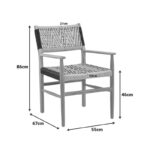 Πολυθρόνα Fermilo pakoworld σκελετός teak ξύλο με pe σχοινί σε φυσική-μαύρη απόχρωση 55x67x86εκ-336-000028