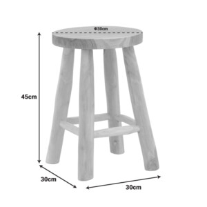 Σκαμπό Sega pakoworld teak ξύλο σε φυσική απόχρωση Φ30x45εκ-336-000029
