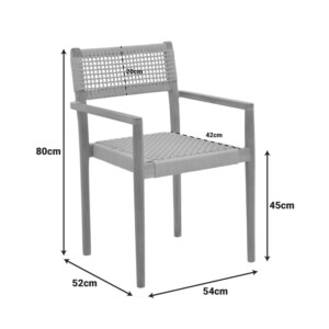 Πολυθρόνα Lengan pakoworld σκελετός teak ξύλο σε φυσική απόχρωση-μπεζ σχοινί 54x52x80εκ-336-000035