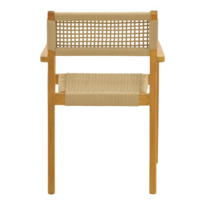Πολυθρόνα Lengan pakoworld σκελετός teak ξύλο σε φυσική απόχρωση-μπεζ σχοινί 54x52x80εκ-336-000035