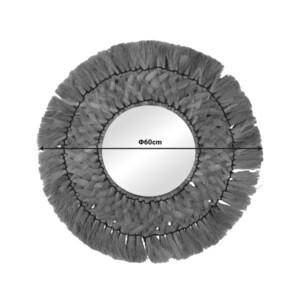 Καθρέπτης Ailan Inart ψάθα σε φυσική απόχρωση Φ60x8εκ-337-000014