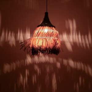 Φωτιστικό οροφής Kentel Inart sisal σε φυσικό-μαύρο χρώμα Φ35x50εκ-339-000005