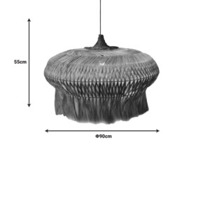 Φωτιστικό οροφής Pozarne Inart abaca ξύλο σε φυσικό χρώμα Φ90x55εκ-339-000011