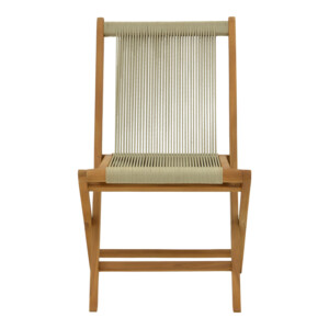 Καρέκλα Banou pakoworld πτυσσόμενη teak ξύλο και pe σχοινί σε φυσική απόχρωση 52.5x56x89εκ-340-000002