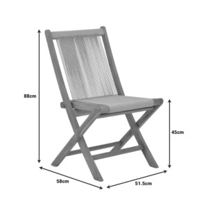 Καρέκλα Banou pakoworld πτυσσόμενη teak ξύλο και pe σχοινί σε φυσική απόχρωση 52.5x56x89εκ-340-000002