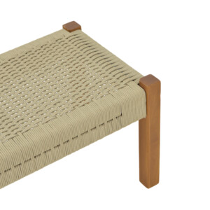 Παγκάκι Uma pakoworld teak ξύλο και pe σχοινί σε φυσική απόχρωση 120x45x40εκ-340-000012