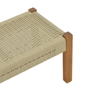 Παγκάκι Uma pakoworld teak ξύλο και pe σχοινί σε φυσική απόχρωση 150x45x40εκ-340-000014