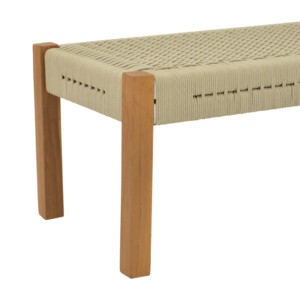 Παγκάκι Uma pakoworld teak ξύλο και pe σχοινί σε φυσική απόχρωση 150x45x40εκ-340-000014