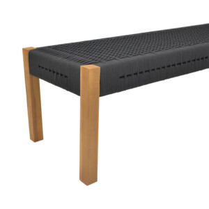 Παγκάκι Uma pakoworld teak ξύλο και pe σχοινί σε μαύρη απόχρωση 150x45x40εκ-340-000015