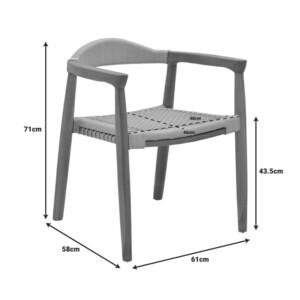 Πολυθρόνα Ganny pakoworld teak ξύλο και pe σχοινί σε φυσική απόχρωση 61x58x71εκ-340-000019