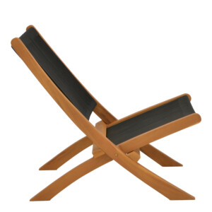 Πολυθρόνα Seeal pakoworld πτυσσόμενη teak ξύλο και pe σχοινί σε μαύρη απόχρωση 61x76x72εκ-340-000025