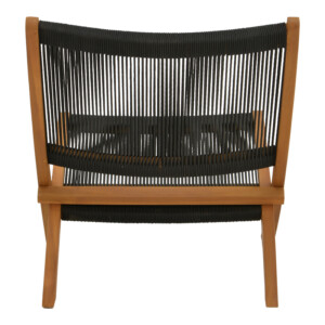 Πολυθρόνα Seeal pakoworld πτυσσόμενη teak ξύλο και pe σχοινί σε μαύρη απόχρωση 61x76x72εκ-340-000025