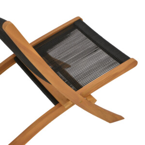 Πολυθρόνα Seeal pakoworld πτυσσόμενη teak ξύλο και pe σχοινί σε μαύρη απόχρωση 61x76x72εκ-340-000025