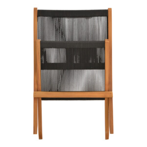 Πολυθρόνα Seeal pakoworld πτυσσόμενη teak ξύλο και pe σχοινί σε μαύρη απόχρωση 61x76x72εκ-340-000025