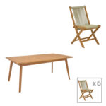 Τραπεζαρία 7 τεμ. Banou-Pino pakoworld teak ξύλο σε φυσική απόχρωση 180/240x100x75εκ-340-000027