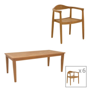 Τραπεζαρία σετ 7τεμ. Ganny-Mady pakoworld teak ξύλο σε φυσική απόχρωση 200x100x75εκ-340-000035