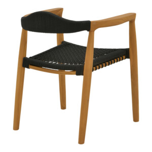 Τραπεζαρία 7τεμ. Ganny-Colen pakoworld teak ξύλο σε φυσική-μαυρη απόχρωση Φ150x75εκ-340-000039