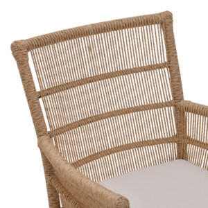 Πολυθρόνα Inca pakoworld  teak ξύλο και pe σχοινί σε φυσική-μπεζ απόχρωση με μαξιλάρι 60x61x90εκ-343-000006