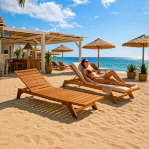 Ξαπλώστρα Melop pakoworld teak ξύλο σε φυσική απόχρωση 200x70x35εκ-343-000014